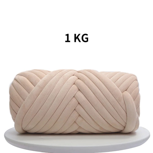 1KG 1000G Super Velvet Chunky Yarn Thick Bulky Giant Thread White Bag