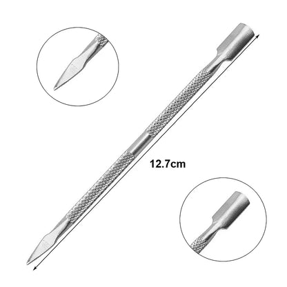 Double-ended Stainless Steel Cuticle Pusher Dead Skin Push Remover For
