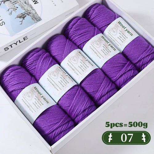 500g Gradient Dyed Rainbow Alpaca Wool Yarn, Thick Yarn for Hand