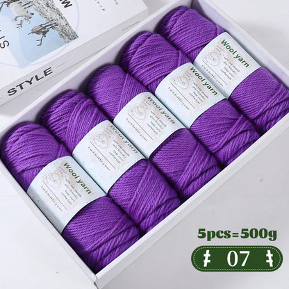 500g Gradient Dyed Rainbow Alpaca Wool Yarn, Thick Yarn for Hand