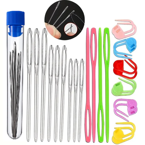 Sewing Knitting Kits Large Eye Blunt Yarn Needles & Plastic Weaving