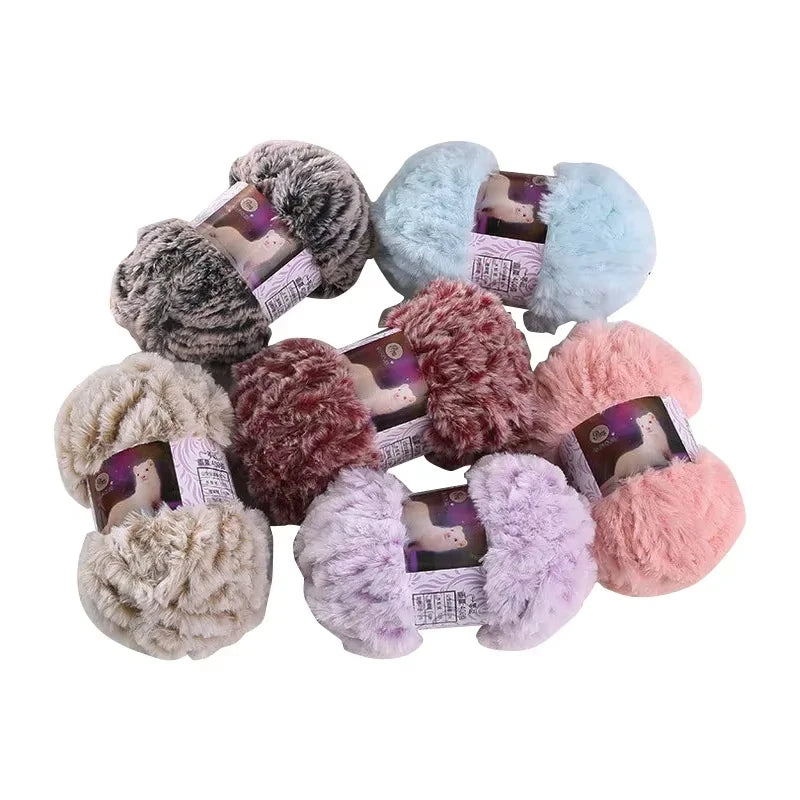 Skeins Faux Fur Yarn Soft Fluffy for Crocheting Fur Mink Hat Hand