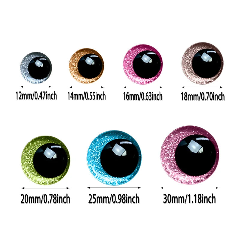 20 pieces of 3D sequined safety eyes, with rubber rings, suitable for
