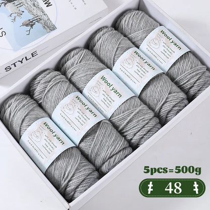 500g Gradient Dyed Rainbow Alpaca Wool Yarn, Thick Yarn for Hand
