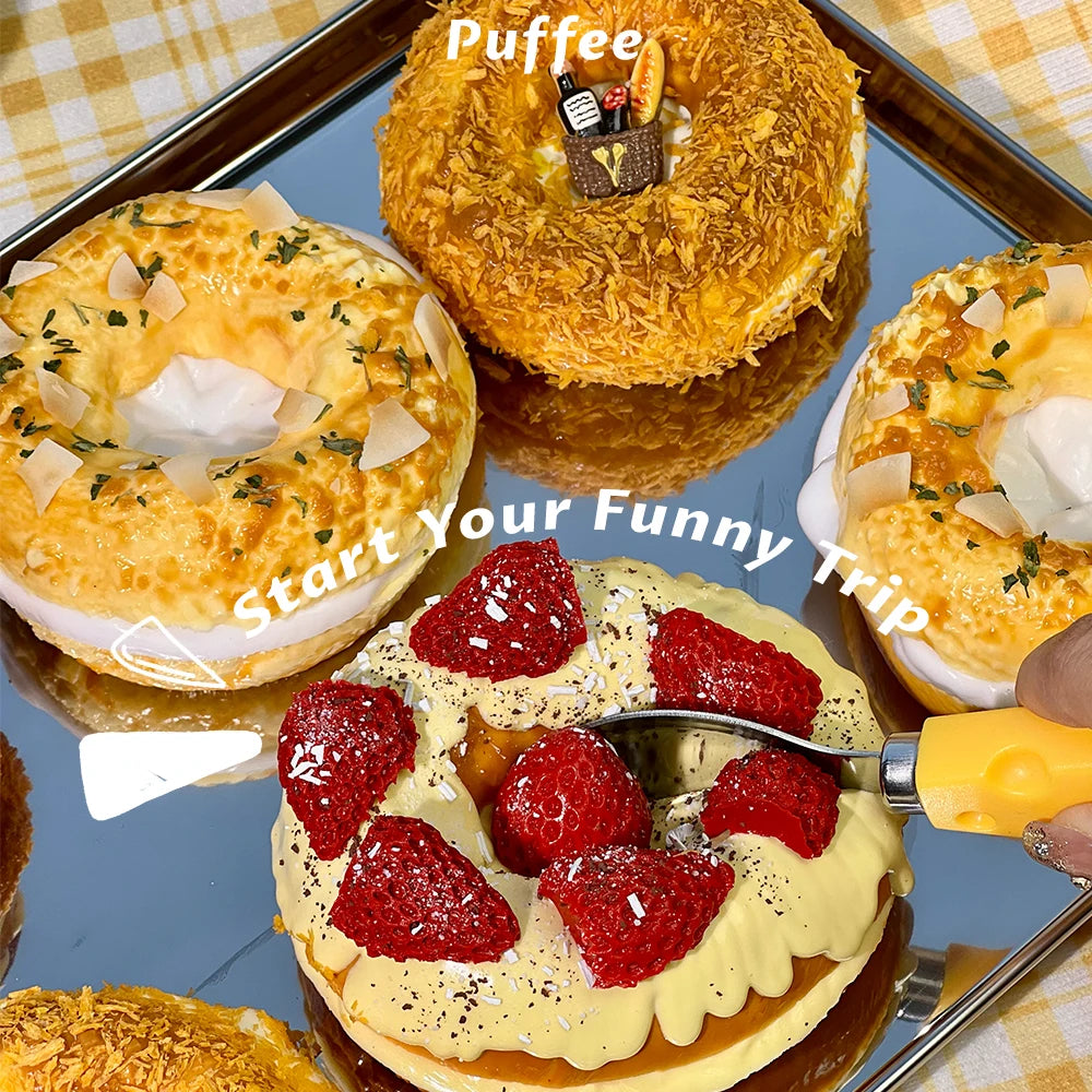 Bagel Food-grade Silicone Squishy, Creamy Soft Adhesive Toy, Taba