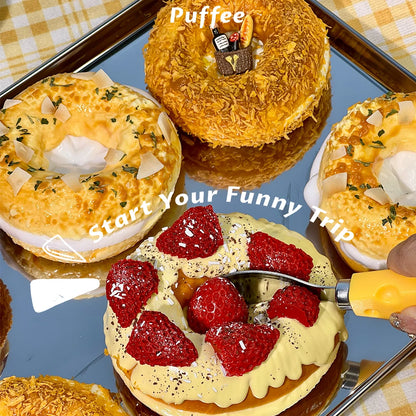 Bagel Food-grade Silicone Squishy, Creamy Soft Adhesive Toy, Taba