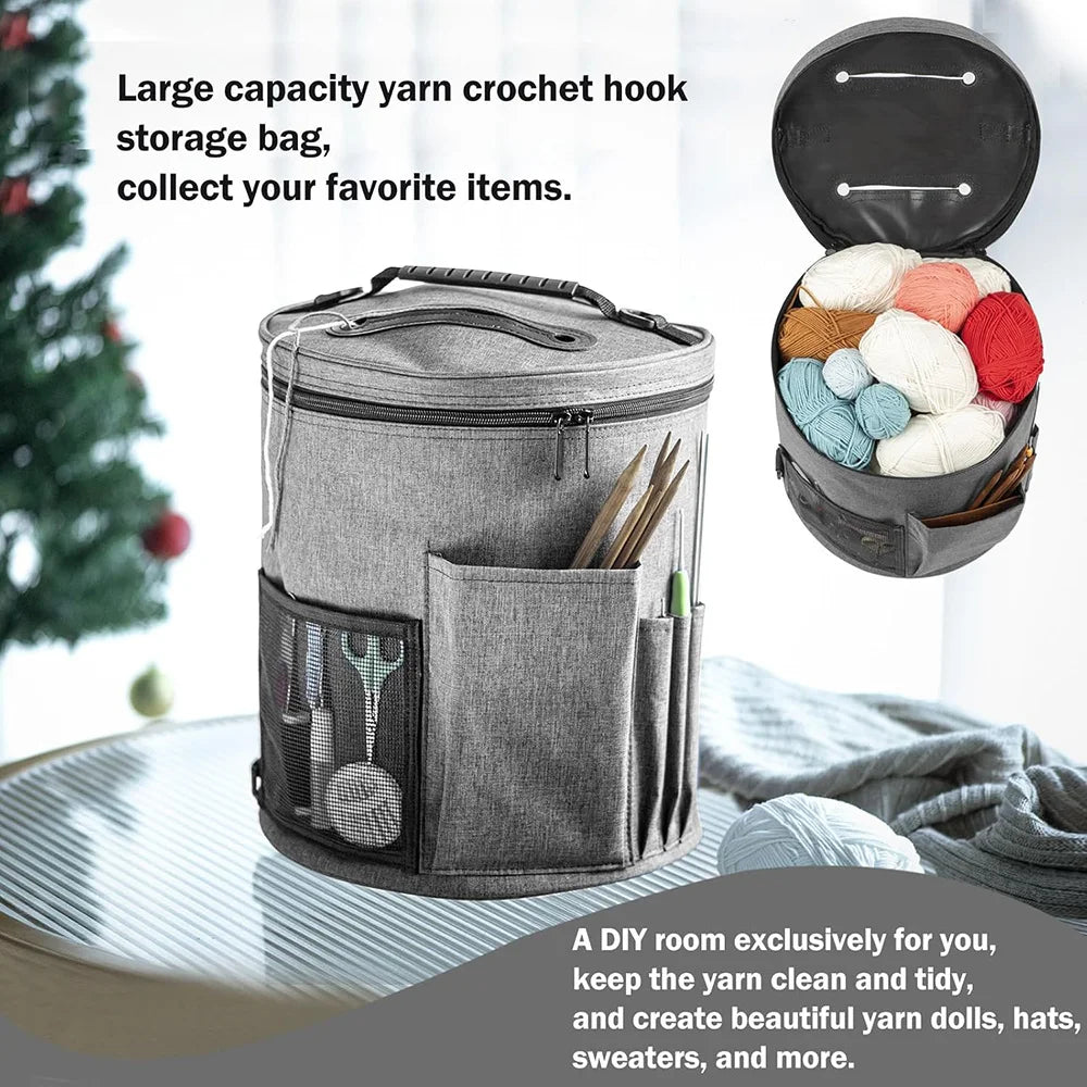 Large Capacity Crochet Bag Portable Yarn Organizer Knitting Tote