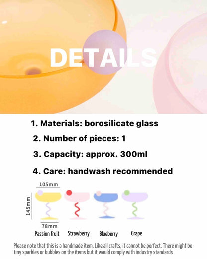 Jelly Bean Wine Glass - Whimsical Eclectic Dopamine Cocktail Coupe